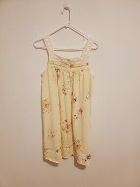Vintage ARIA Cotton Floral Button Down Night Gown With Crochet And Ribbon Detail